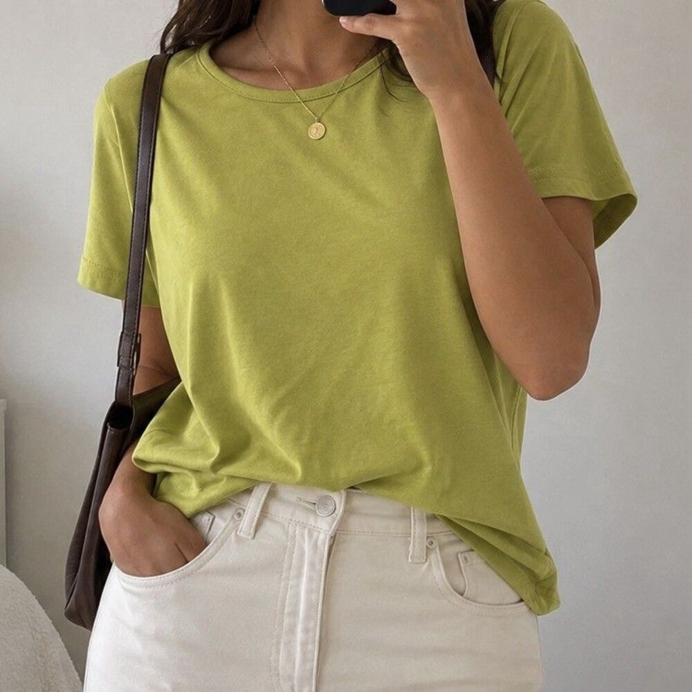 David Brooks Women's Green 100% Cotton Crew Neck Short Sleeve T-Shirt XL